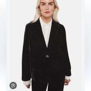 WHISTLES Black Velvet Oversized Blazer